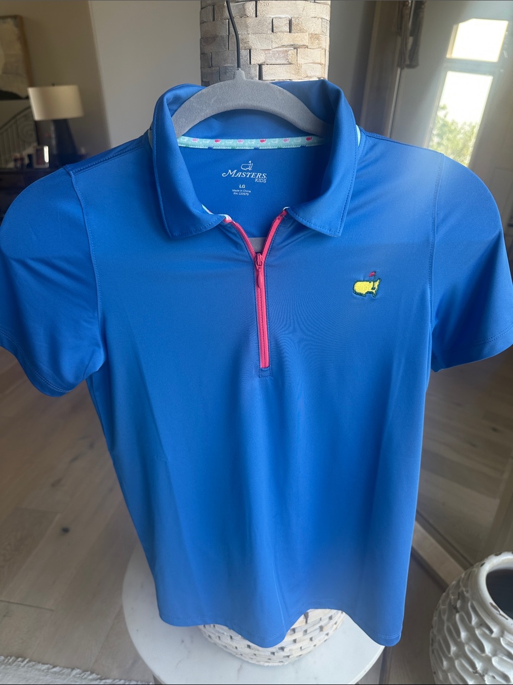 Masters Blue Golf Polo with Pink Quarter Zip